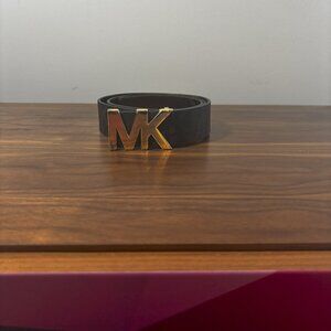 Michael Kors Women’s Belt with Gold MK Logo Buckle